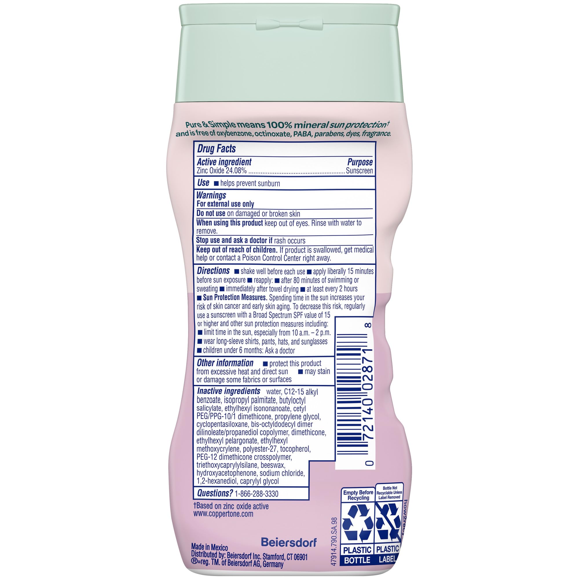 Coppertone Pure and Simple Baby Mineral Sunscreen Lotion SPF 50 (6 Fl Oz) + Baby Sunscreen Stick SPF 50 (0.49 Oz), Hypoallergenic and Fragrance Free - Image 7