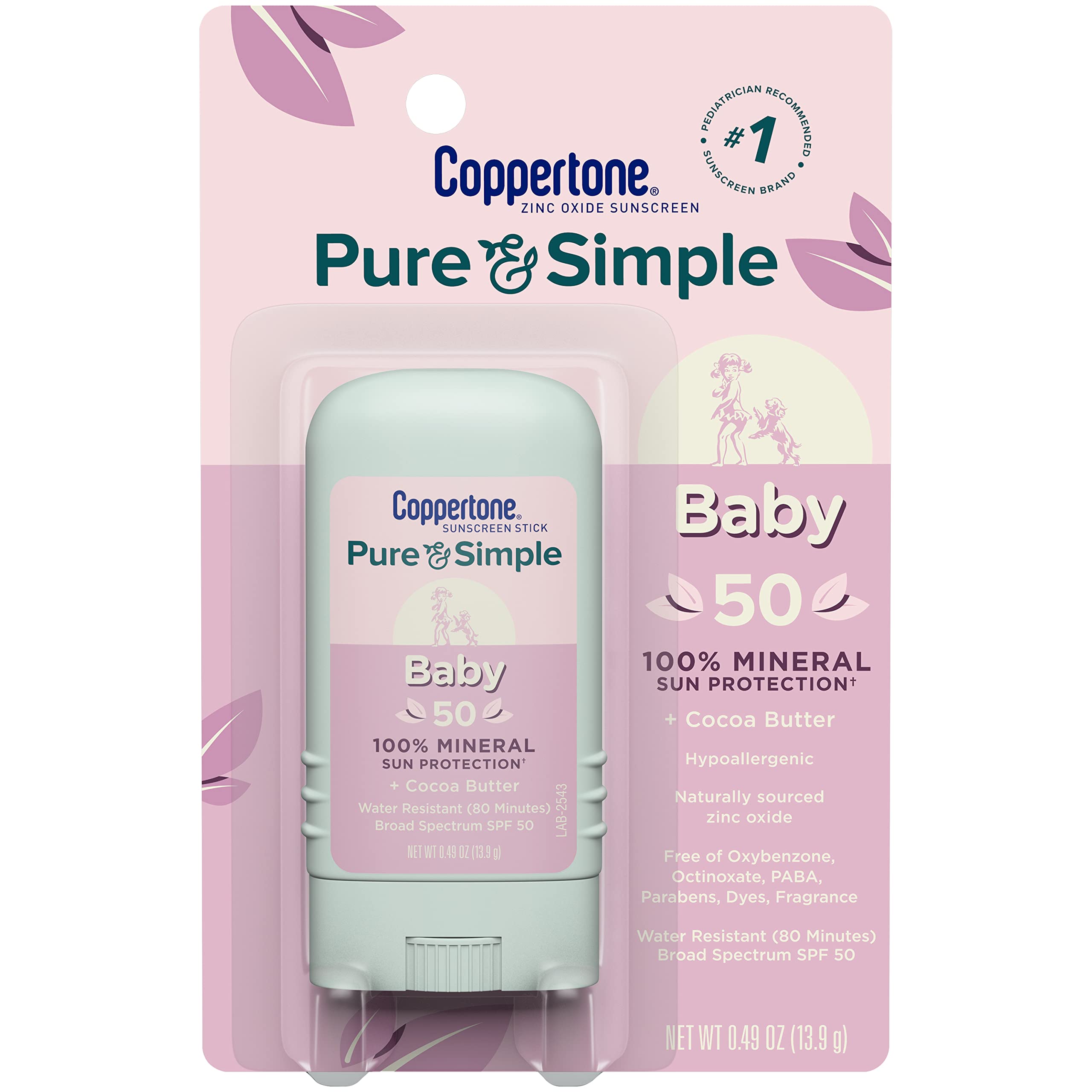 Coppertone WaterBabies Baby Sunscreen Spray SPF 50 (6 Oz) + Pure and Simple Baby Mineral Sunscreen Stick SPF 50 with Zinc Oxide, Tear Free (0.49 Oz) Hypoallergenic and Oxybenzone Free - Image 11