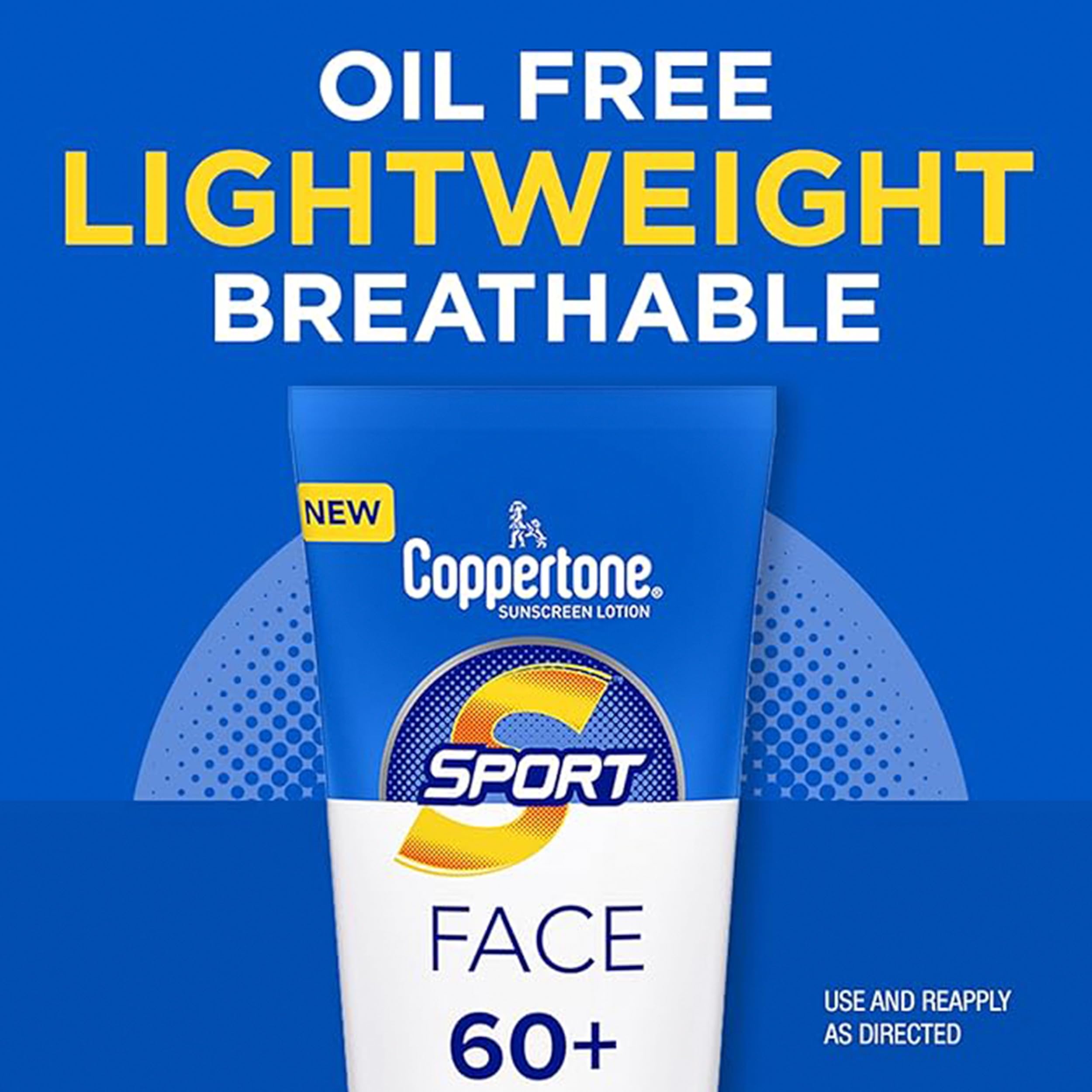 Coppertone Sport Sunscreen Pack, Water Resistant Sunscreen, Sport Sunscreen Lotion SPF 50, 7 Fl Oz Bottle (Pack of 2) + Sport Face Sunscreen Lotion SPF 60+, 2.5 Fl Oz Tube - Image 3