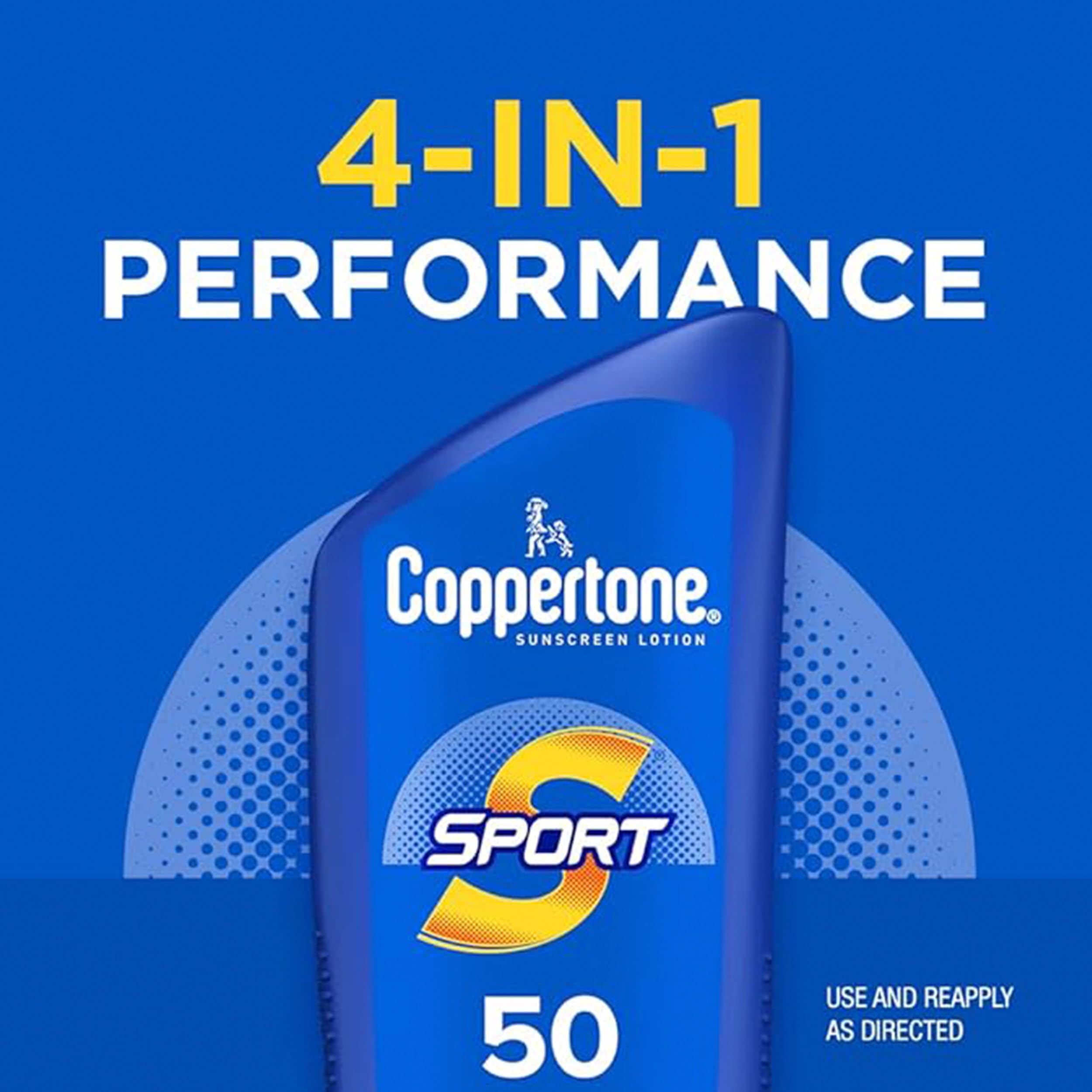 Coppertone Sport Sunscreen Pack, Water Resistant Sunscreen, Sport Sunscreen Lotion SPF 50, 7 Fl Oz Bottle (Pack of 2) + Sport Face Sunscreen Lotion SPF 60+, 2.5 Fl Oz Tube - Image 4