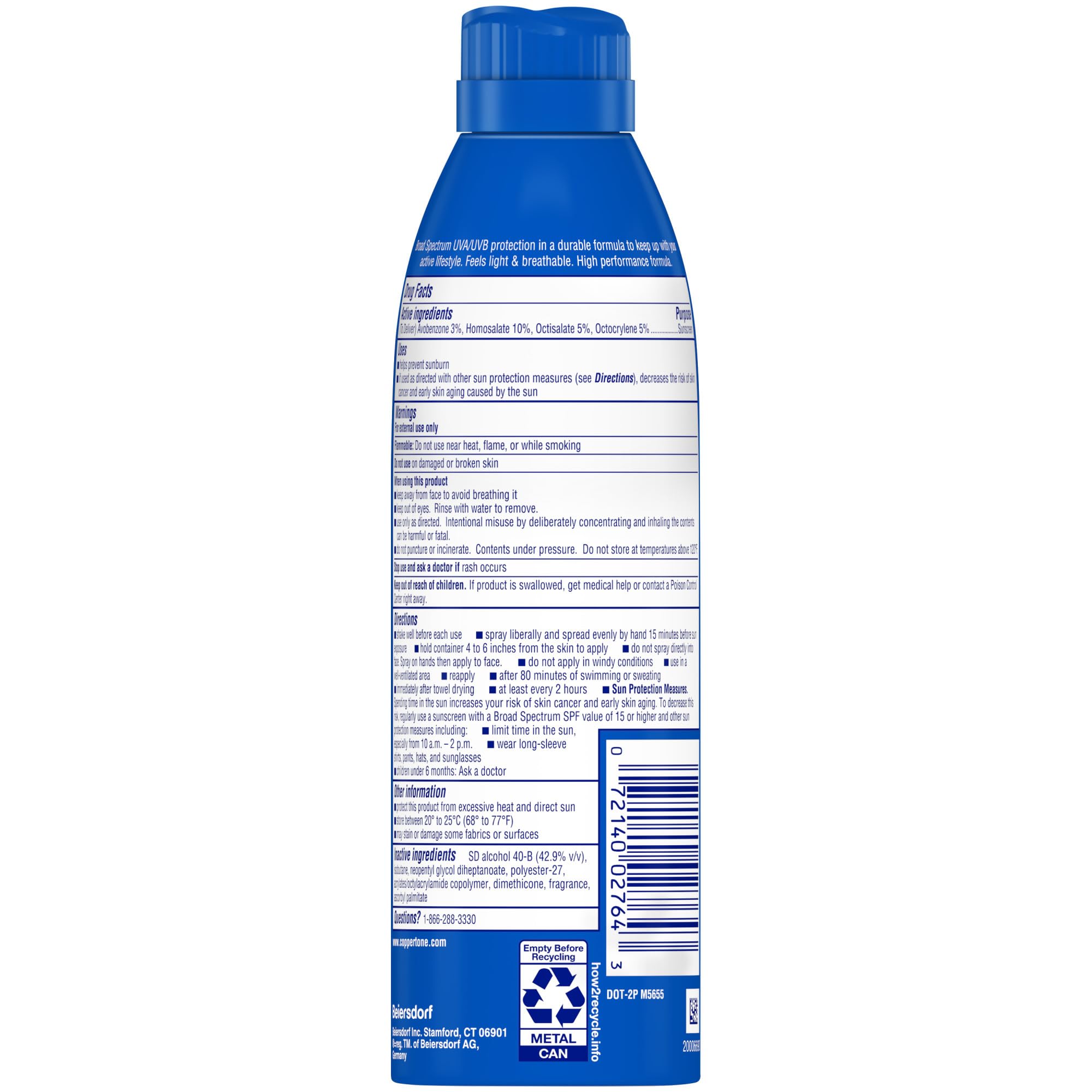 Coppertone Sport Sunscreen Spray, Broad Spectrum SPF 50 Water Resistant Spray Sunscreen, 5.5 Oz - Image 12